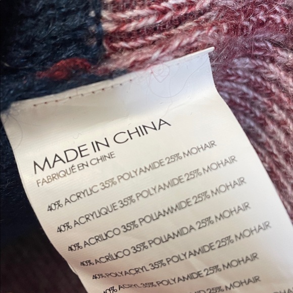 Club Monaco Mohair Blend Long Sleeve Striped Sweater - Red / Navy - M - Picture 4 of 10